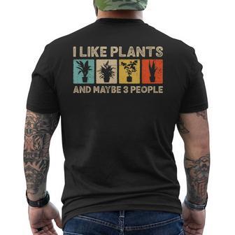 I Like Plants And Maybe Three People Vintage Botany Men's T-shirt Back Print - Monsterry