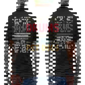 Play The Drums And Pet Dogs Percussionist Drummers Drumming Men's Back Print T-Shirt | Mazezy