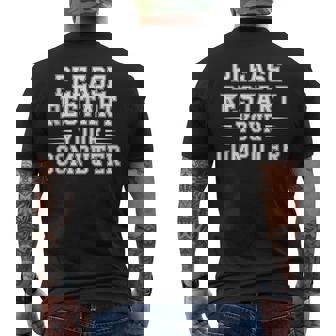 Please Restart Your Computer Programmer Coding Tank Top Men's Back Print T-Shirt | Mazezy