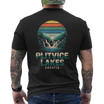 Plitvice Lakes Croatia Vintage Sunset Men's Back Print T-Shirt | Mazezy