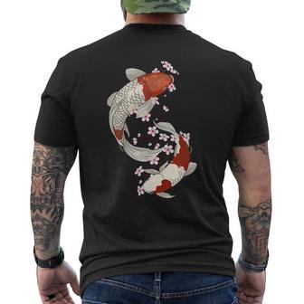 Poisson Koï Japonais Et Fleurs De Cerisier À Deux Côtés T-shirt imprimé au dos - Cadeauxyz
