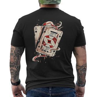 Poker Hand Ace And Jack Playing Cards Blackjack Men's T-shirt Back Print - Thegiftio UK