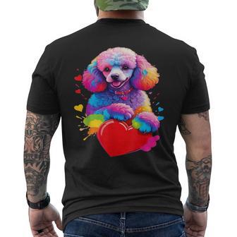 Poodle Colorful Poodle Heart Graphic Men's T-shirt Back Print - Thegiftio UK
