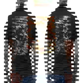 Poodle Dog With Fall Leaves Mushrooms Autumn Aesthetic Men's Back Print T-Shirt | Mazezy