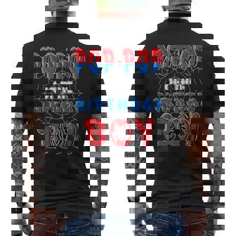 Pop-Pop Of The Birthday Boy Spider Web Birthday Party Men's T-shirt Back Print - Thegiftio