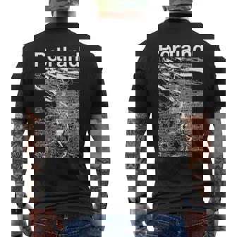 Portland Oregon Vintage Style Home City Street Map Men's Back Print T-Shirt | Mazezy