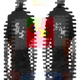 Portugal Vietnam Half Flag Portuguese Vietnamese History Men's Back Print T-Shirt | Mazezy
