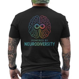 Powered By Neurodiversity Brain Autism Adhd Awareness Men's T-shirt Back Print - Thegiftio