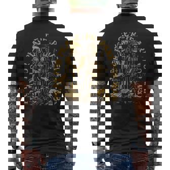 Pray For Peace Prepare For War Patriotic Military Skull Men's Back Print T-Shirt | Mazezy