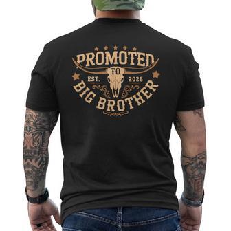 Promoted To Big Bro Est 2026 Cowboy First Time Big Brother Men's T-shirt Back Print - Thegiftio UK