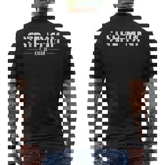 Promoted To Step-Mom Est 2028 Soon To Be Step-Mom Est 2028 Men's Back Print T-Shirt | Mazezy