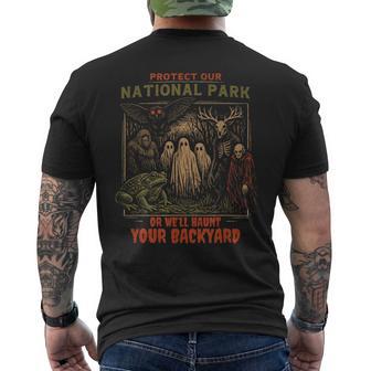 Protect National Parks Bigfoot Mothman Ghost Forest Demon Men's T-shirt Back Print - Thegiftio UK