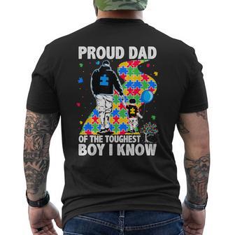 Proud Dad Of The Toughest Boy Autism Awareness Father Autism Men's T-shirt Back Print - Thegiftio UK