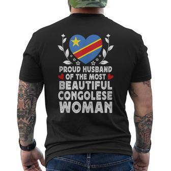 Proud Husband Of Beautiful Congolese Wife Congo Flag Tank Top Men's Back Print T-Shirt | Mazezy