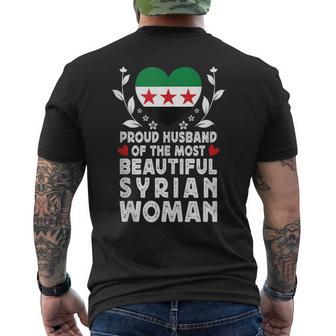 Proud Husband Of Beautiful Syrian Wife Syria Flag Tank Top Men's Back Print T-Shirt | Mazezy