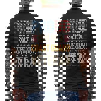 Proud Son Of Coast Guard Veteran USA Flag Tank Top Men's Back Print T-Shirt | Mazezy