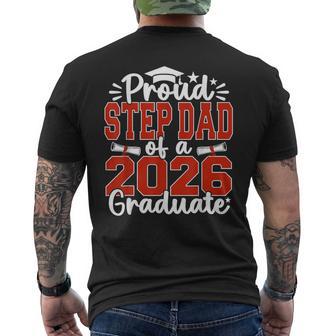 Proud Step Dad Of A Class Of 2026 Graduate Senior Graduation Men's T-shirt Back Print - Thegiftio UK