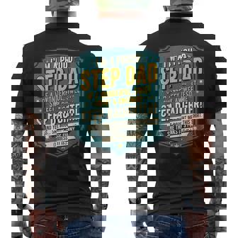 Proud Step Dad Stepdaughter Cool Fathers Day Humor Men's T-shirt Back Print | Mazezy