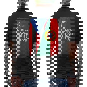 Puerto Rican Portuguese Flag Puerto Rico Portugal Heritage Men's Back Print T-Shirt | Mazezy
