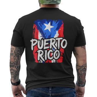 Puerto Rico Flag Boricua Rican Hispanic Heritage Men's T-shirt Back Print - Monsterry