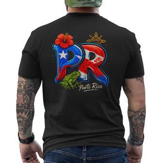Puerto Rico Pr Hibiscus Coqui Frog Rican Heritage Culture Men's T-shirt Back Print - Thegiftio UK
