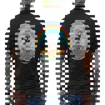 Pug Rainbow Bridge Cute Colorful Dog Memorial Painting Tank Top Men's Back Print T-Shirt | Mazezy