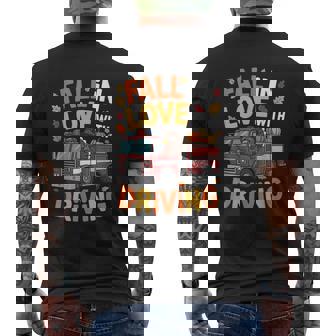 Pumpkins Love Driving Thanksgiving Turkey On Fire Truck Fall Men's Back Print T-Shirt | Mazezy