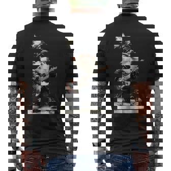 Punk Rock Gnome Playing Electric Guitar Men's Back Print T-Shirt | Mazezy