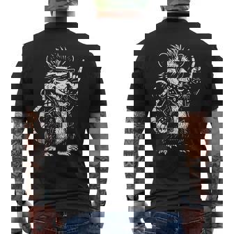 Punk Rocker Possum Rock And Roll Opossum Music Lover Men's Back Print T-Shirt | Mazezy