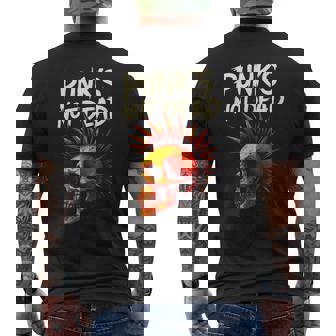 Punk's NOT Dead Punk Skull Art Mohawk Tank Top Men's Back Print T-Shirt | Mazezy