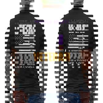 Purple Heart Vietnam Veteran Combat Wounded Patriotic Proud Men's T-shirt Back Print | Mazezy