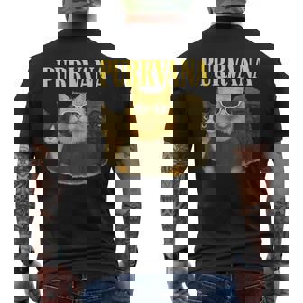 Purrvana Cat Paws Parody 90s Retro Alternative Meow Men's Back Print T-Shirt | Mazezy