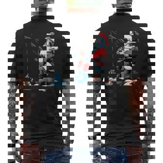 Pyjama De Noël Amusant Père Noël Pêcheur Manche Longue T-shirt imprimé au dos - Cadeauxyz