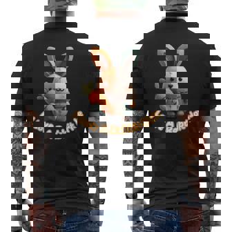 Rabbit Hole Conspiracy Bunny With Carrot Cute Felt Men's Back Print T-Shirt | Mazezy