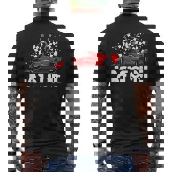 Race Car 1St Birthday Fast One This Little Racer Is One Year Men's T-shirt Back Print | Mazezy