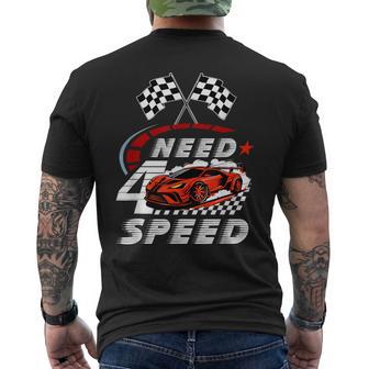 Race Car 4Th Birthday Boy Need Four Speed 4 Years Old Bday Men's T-shirt Back Print - Thegiftio UK