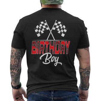 Race Car Birthday Party Racing Family Birthday Boy Pit Crew Men's T-shirt Back Print - Thegiftio UK