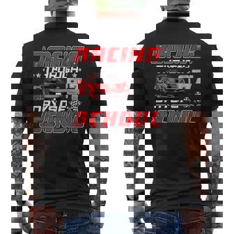 Racing Through 67 Days Of School Race Car Teacher Kids Men's Back Print T-Shirt | Mazezy