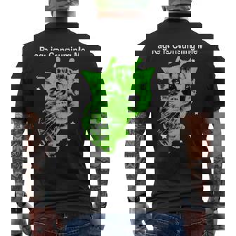 Rage Is Consuming Me Alien Cat Silly Staring Cat Meme Men's T-shirt Back Print - Thegiftio