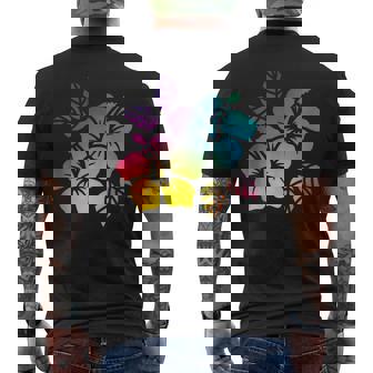 Rainbow Hibiscus Tropical Hawaiian Flower Aloha Surfer Tank Top Men's Back Print T-Shirt | Mazezy