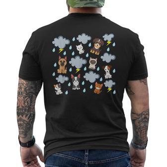 Raining Cats And Dogs Rain English Idiom Pets Puppies Kitten Men's T-shirt Back Print - Thegiftio UK