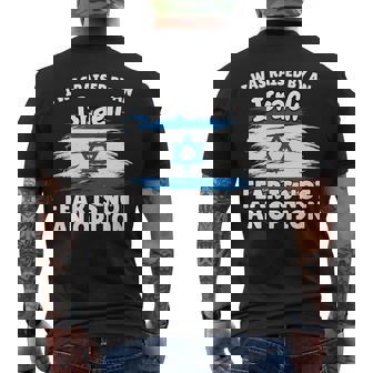 I Was Raised By a Israeli Israel Flag For Son Daughter Men's Back Print T-Shirt | Mazezy