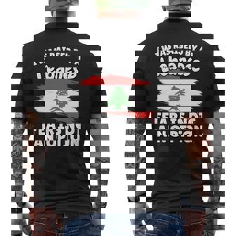 I Was Raised By a Lebanese Lebanon Flag Son Daughter Men's Back Print T-Shirt | Mazezy