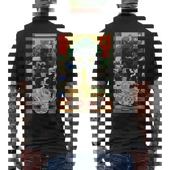 Ramen Cat Japanese Noodle Kitten Men's Back Print T-Shirt | Mazezy