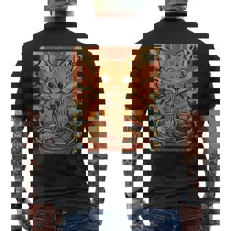 Ramen Noodles Orange Cat Japanese Anime Kawaii Cat Retro Men's T-shirt Back Print | Seseable UK