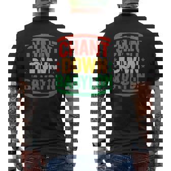 Rasta Chant Down Babylon African Saying Men's Back Print T-Shirt | Mazezy