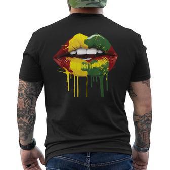 Rasta Reggae Lips Music Rasta Rastafari Roots Jamaican Men's T-shirt Back Print - Seseable