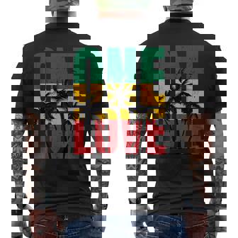 Rasta Reggae One Love Palm Tree Rastafarian Jamaican Vacation Men's T-shirt Back Print - Thegiftio