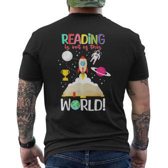 Reading Is Out Of This World Spaceship Astronaut Back School Men's T-shirt Back Print - Thegiftio UK