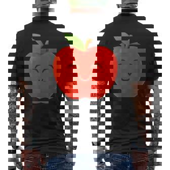 Red Apple Emoticon Fruit Lover Eat A Red Apple Day Men's T-shirt Back Print - Seseable